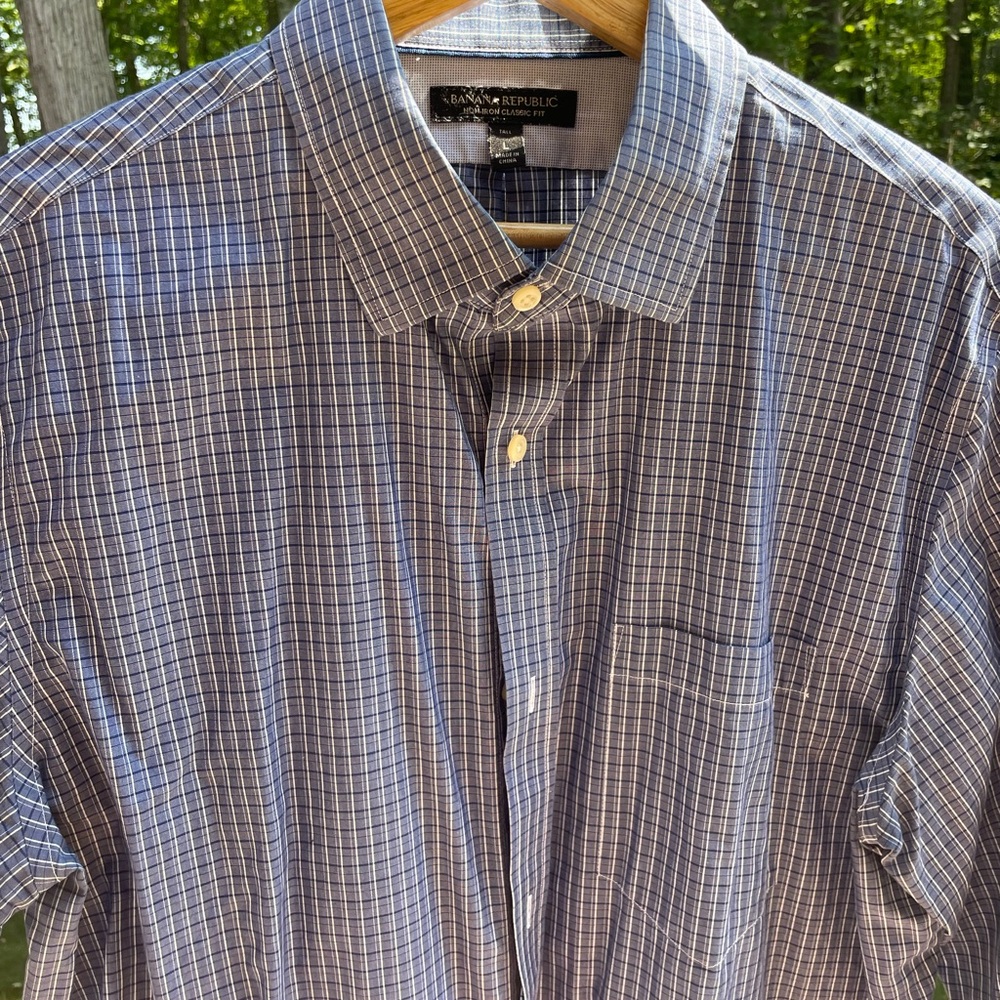 Banana Republic Navy Plaid Men's Shirt